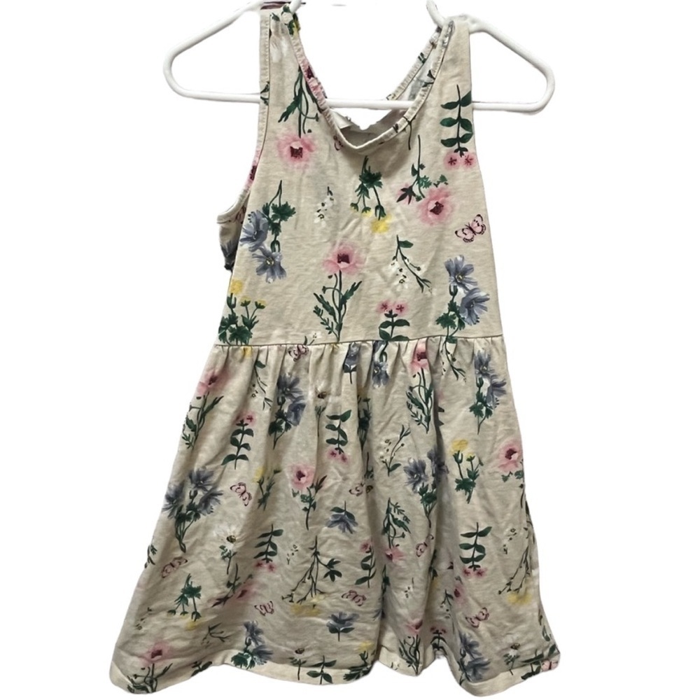 H&M Floral Tank Mini Dress In Tan